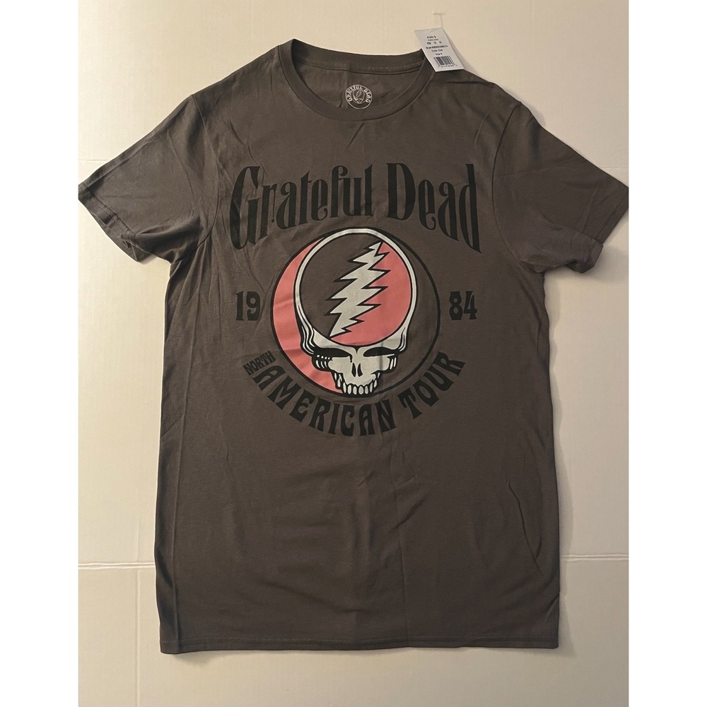 NEW Classic Style GRATEFUL DEAD Stealie SKULL 1984 TOUR Gray T-Shirt Mens Size S